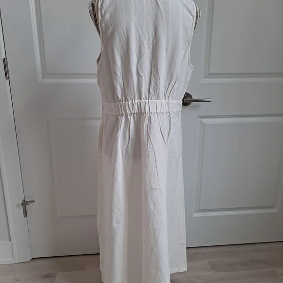 Madewell Button-Waist Linen Midi Dress Sz 12 - Picture 5 of 7